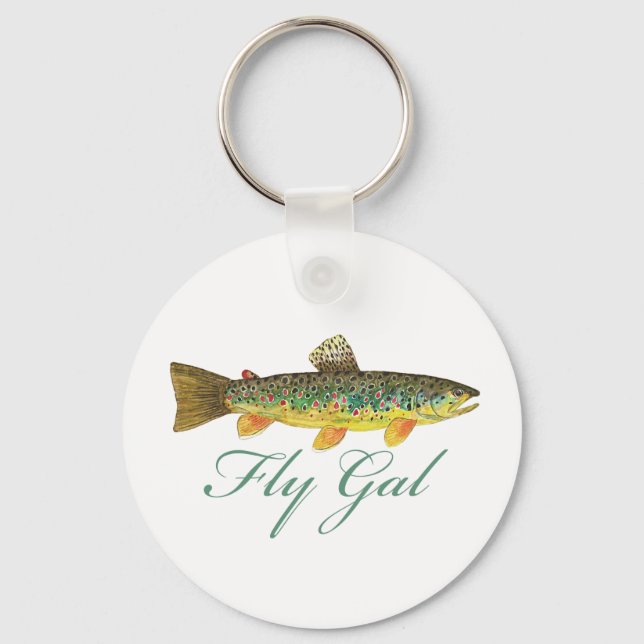 Fly Fishing Woman Key Ring (Front)