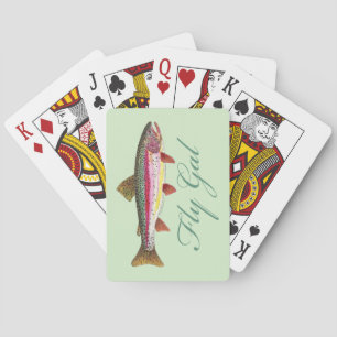 Fly Fishing Woman Playing Cards