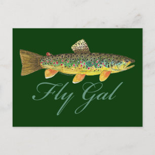 Fly Fishing Woman Postcard