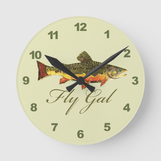 Fly Fishing Women Round Clock (Front)