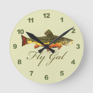 Fly Fishing Women Round Clock