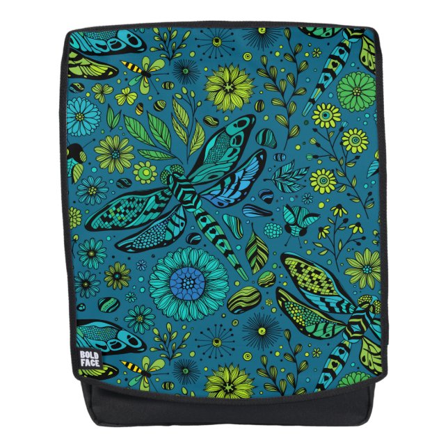 Fly, fly dragonfly on blue backpack (Front)