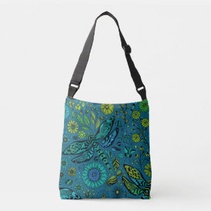Fly, fly dragonfly on blue crossbody bag