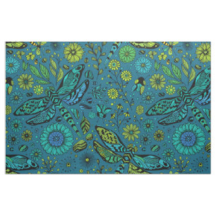 Fly, fly dragonfly on blue fabric