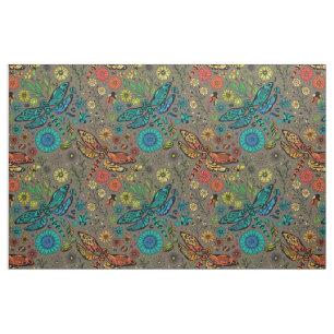 Fly, fly dragonfly on brown fabric