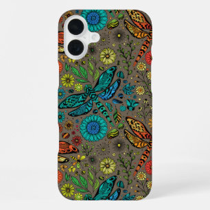 Fly, fly dragonfly on brown iPhone 16 plus case