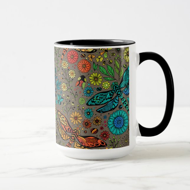 Fly, fly dragonfly on brown mug (Right)