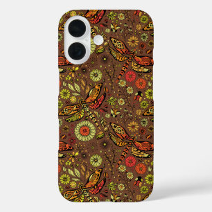 Fly, fly dragonfly on cinnamon brown iPhone 16 case