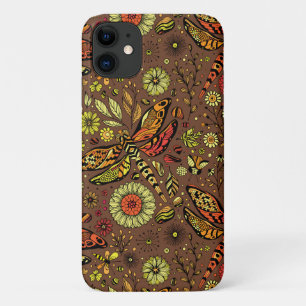 Fly, fly dragonfly on cinnamon brown iPhone 11 case