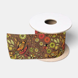 Fly, fly dragonfly on cinnamon brown satin ribbon