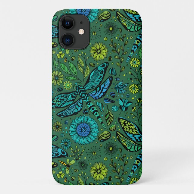 Fly, fly dragonfly on emerald green Case-Mate iPhone case (Back)