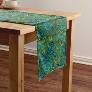 Fly, fly dragonfly on emerald green short table runner
