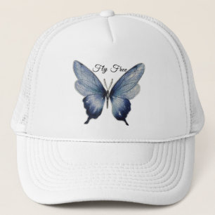 Fly Free – Blue Butterfly Art Design Trucker Hat