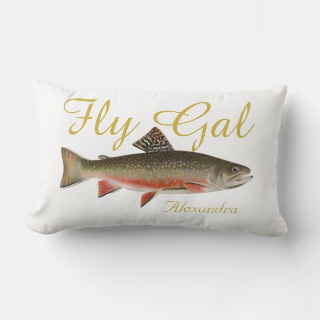Fly Gal Fishermen Fly Fishing Trout Flies Lumbar Cushion (Front)
