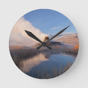 Fly Geyser with snow capped Granite Range 4 Round Clock