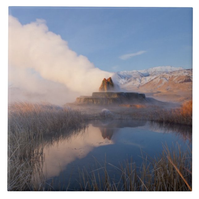 Fly Geyser with snow capped Granite Range Ceramic Tile (Front)