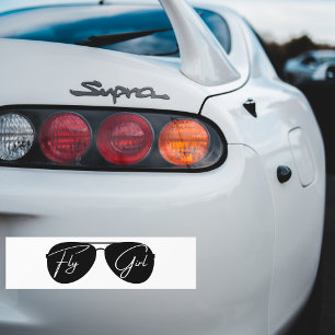 ‘Fly Girl’ Script on Black Aviator Sunglasses,Fun Bumper Sticker