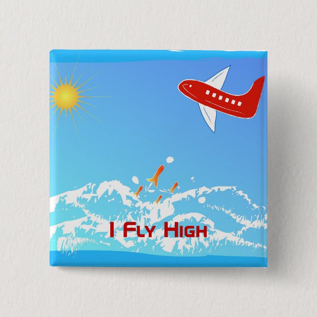 Fly High 15 Cm Square Badge (Front)