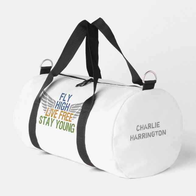 FLY HIGH custom name Duffle Bag (Left Corner)