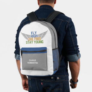 FLY HIGH custom name Printed Backpack