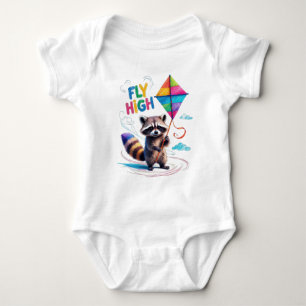 Fly High Cute Racoon and Squirrel with Balloon Baby Bodysuit