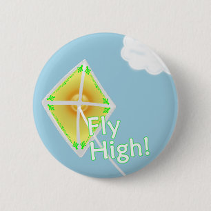 Fly High! Motivational Kite Button Pin