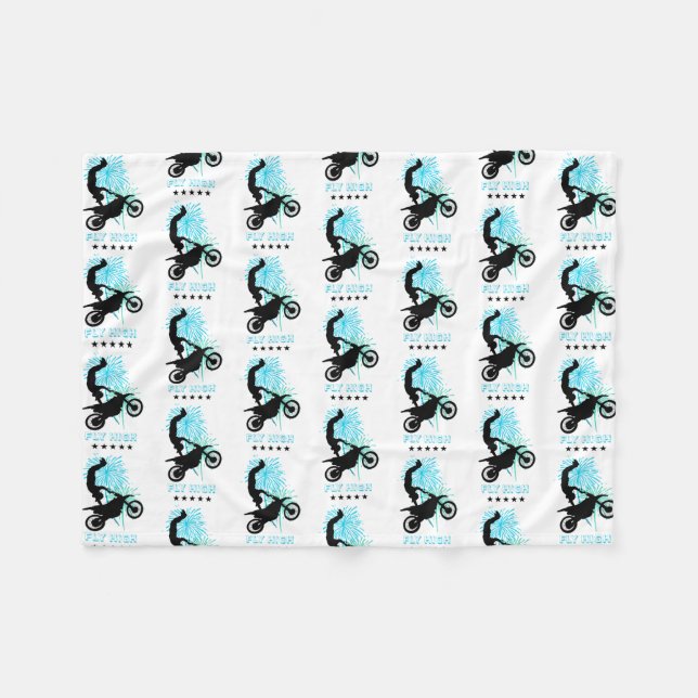 Fly High Motocross Fleece Blanket (Front (Horizontal))