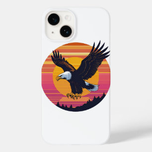 Fly High Soar Free – Retro Eagle Sunset Graphic Case-Mate iPhone 14 Case