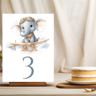 Fly into Adorable Bliss: Elephant Watercolor Baby  Table Number