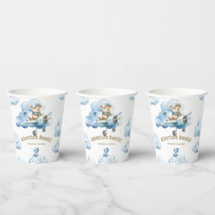 Fly into Fun: Teddy's 2nd Birthday Adventure Paper Cups