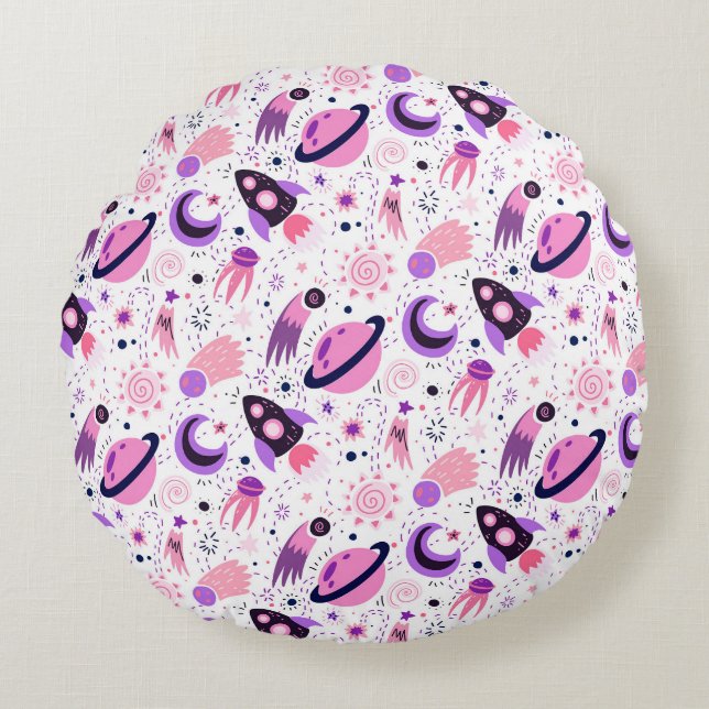 Fly into space!  round cushion (Front)