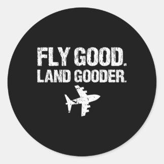 Fly Land Er Aeroplane Aviation Classic Round Sticker