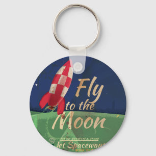 Fly me to the Moon Vintage Travel poster Key Ring