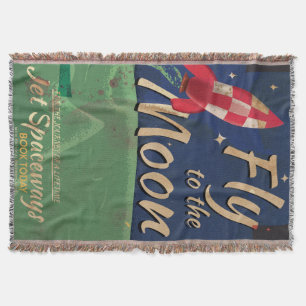 Fly me to the Moon Vintage Travel poster Throw Blanket