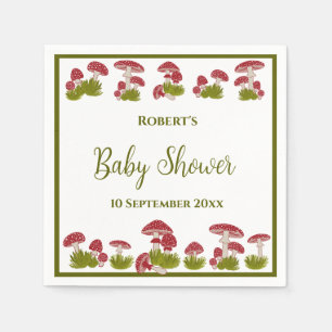 Fly Mushroom Goblincore Fairy Garden Baby Shower  Napkin