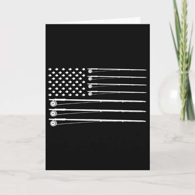 Fly Rod Fishing American Flag  Card (Front)
