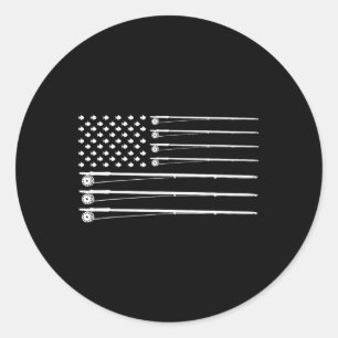 Fly Rod Fishing American Flag Classic Round Sticker