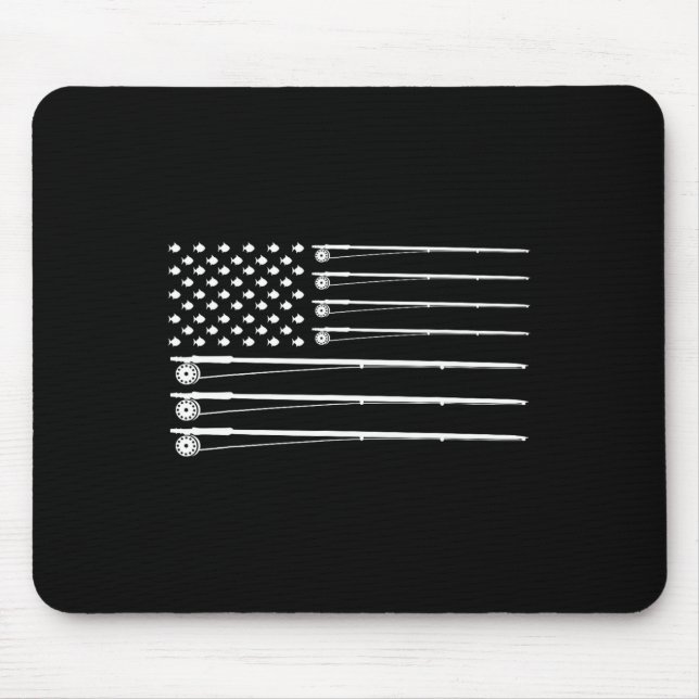 Fly Rod Fishing American Flag  Mouse Pad (Front)