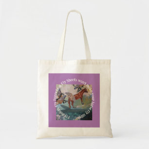 fly sheets won't make your horse fly silly tote bag