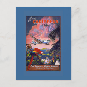 Fly the Caribbean Vintage Travel Poster on Cards