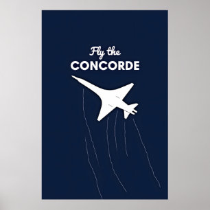 Fly the Concorde Conceptual Illustration Against Poster