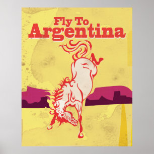 Fly To Argentina vintage travel poster