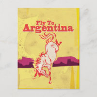 Fly To Argentina vintage travel poster