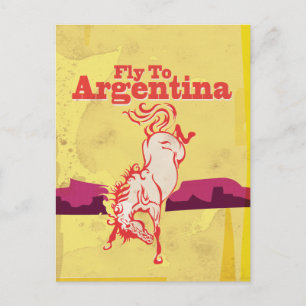 Fly To Argentina vintage travel poster Postcard