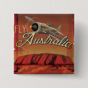 Fly To Australia 15 Cm Square Badge