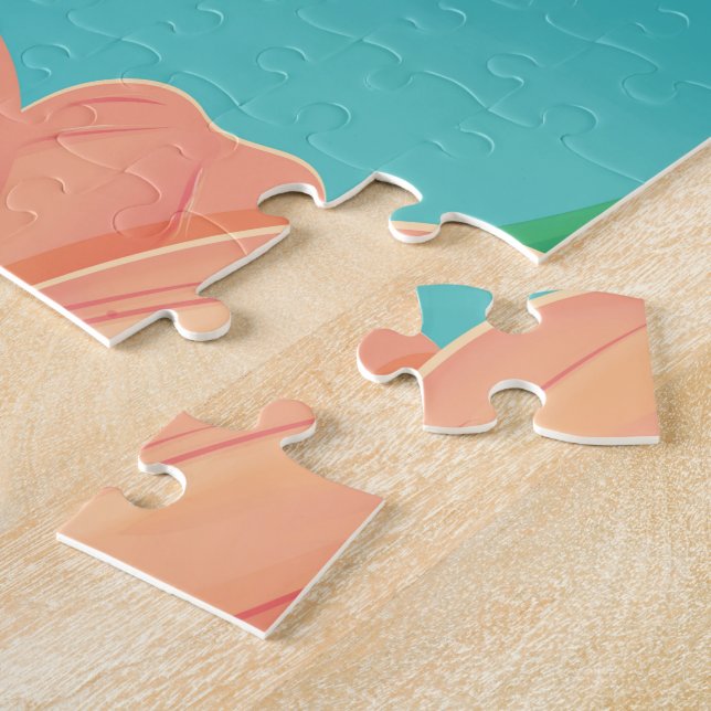 Fly to Barbados classic travel poster Jigsaw Puzzle (Side)