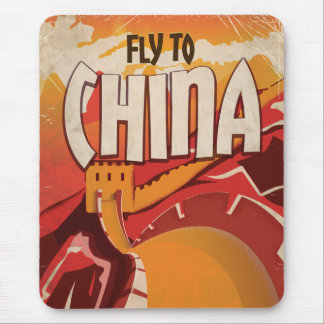 Fly To China vintage travel poster Mouse Pad