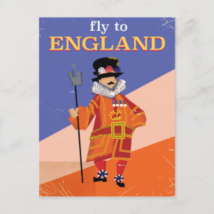 Fly To England vintage travel poster Postcard