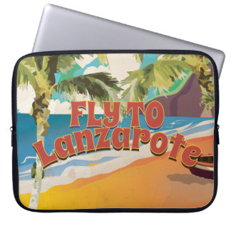 Fly to Lanzarote Vintage Poster Laptop Sleeve