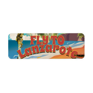 Fly to Lanzarote Vintage Poster Return Address Label